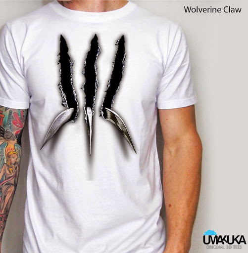 Umakuka Kaos Oblong 3D Wolverine Claw (white)